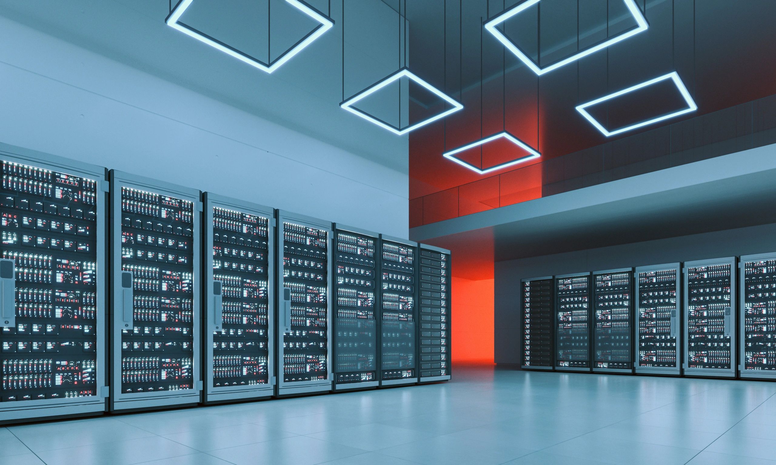 Modern data center representing secure, resilient networking