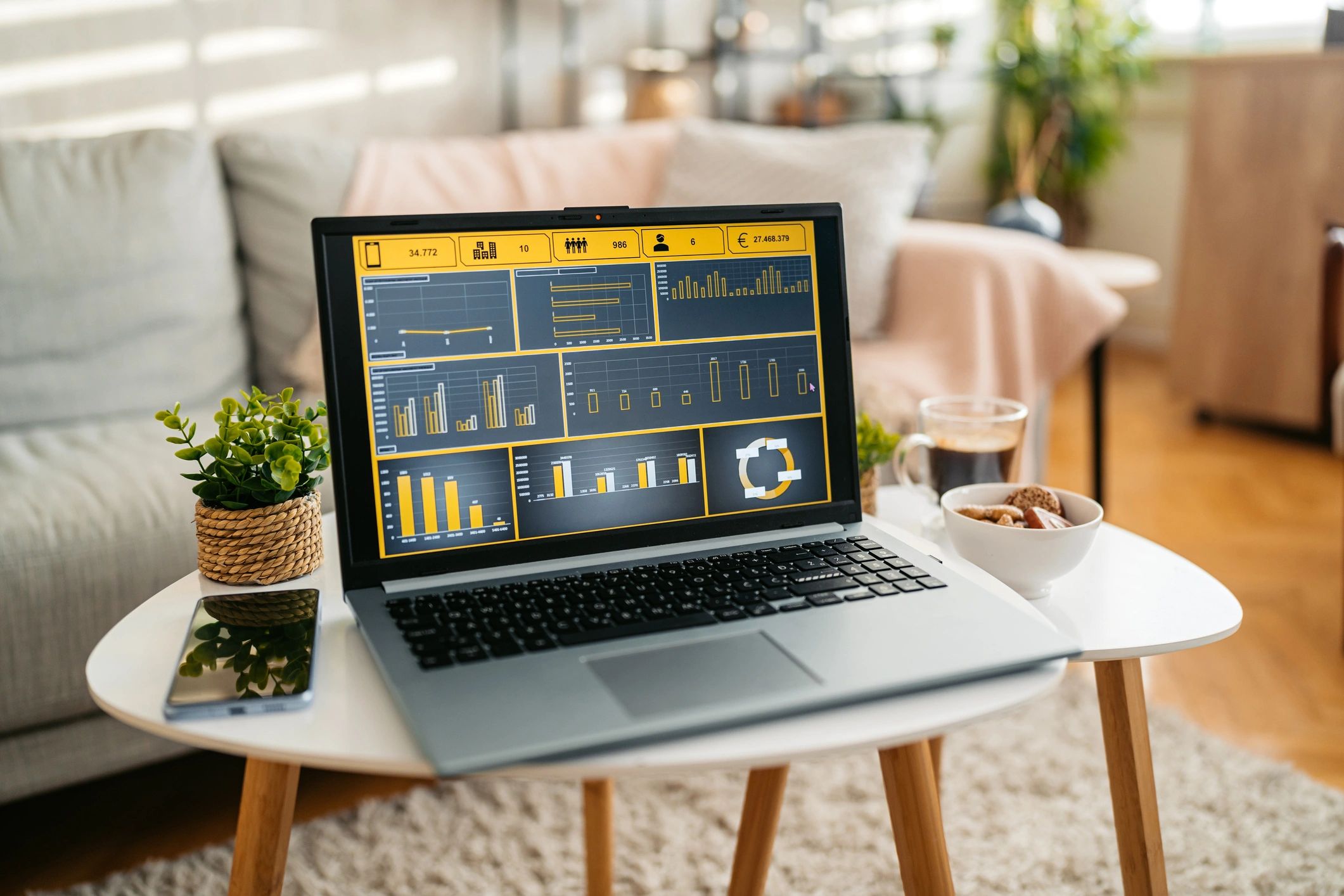Laptop showing charts and dashboards